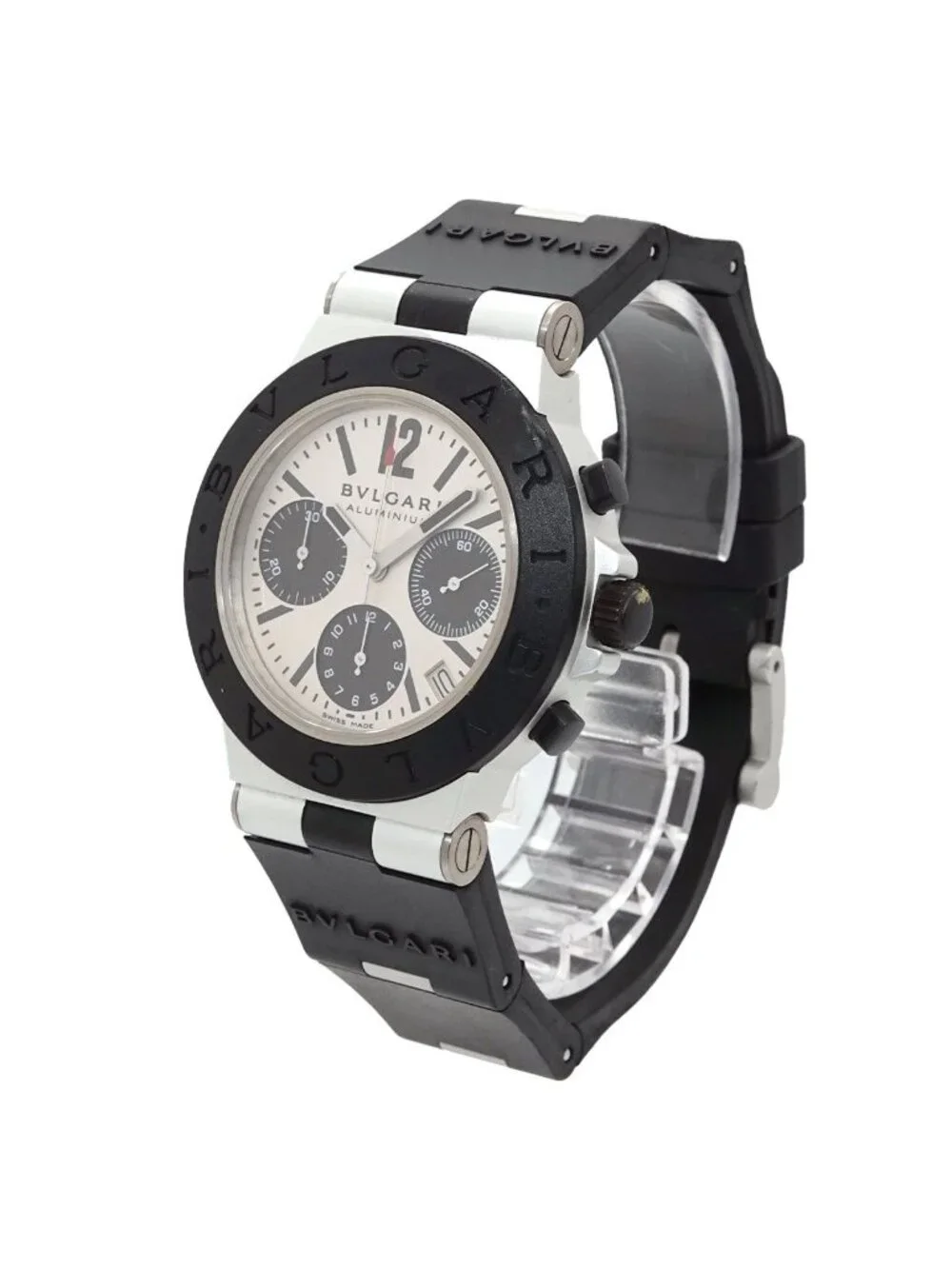 Bvlgari Aluminum Chronograph Watch Date Silver Automatic Winding